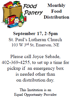 Emerson Monthly Food Pantry September 17