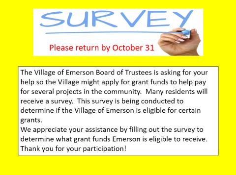 Community Survey return by October 31